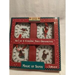 Vintage Debbie Mumm Ceramic Christmas Tree Ornaments Magic Of Santa By Sakura